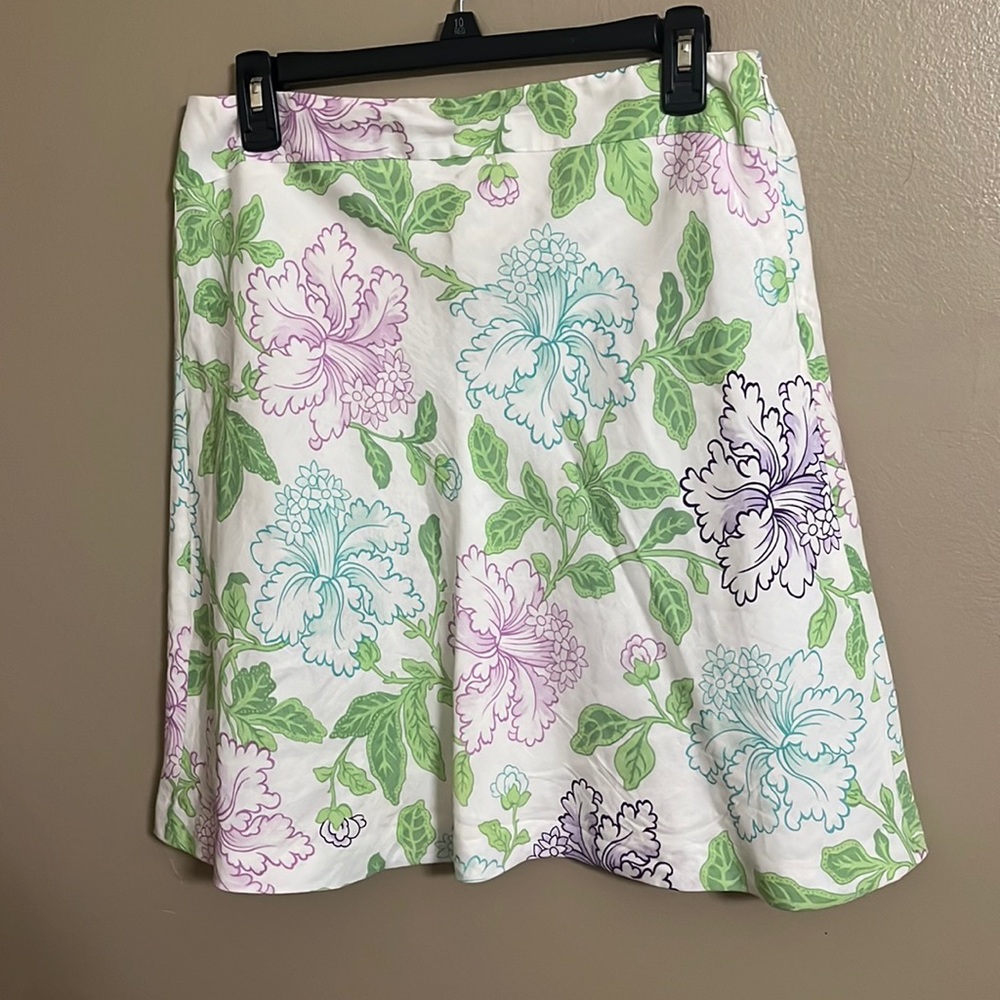 Ann Taylor Loft NWOT Vintage Style Linen Floral Skirt Sz 8P